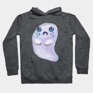 Hand Painted Halloween Kawaii Ghost Pattern on Violet Hoodie